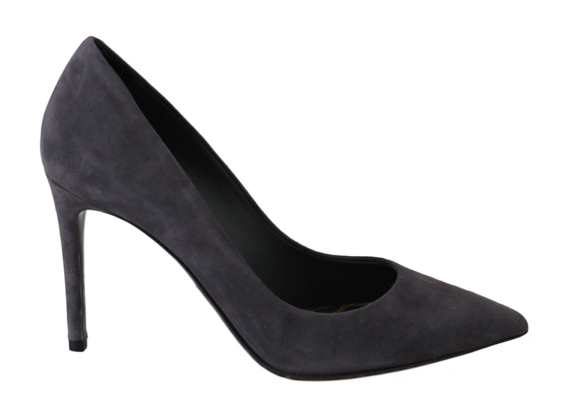 Gray Suede Leather Stiletto Shoes Heels - Avaz Shop