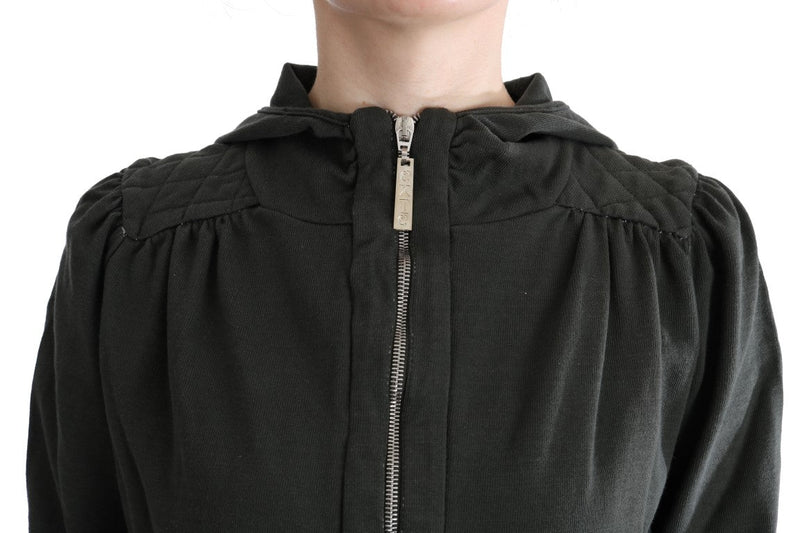 Gray Top Hooded Cotton Zipper Sweater - Avaz Shop