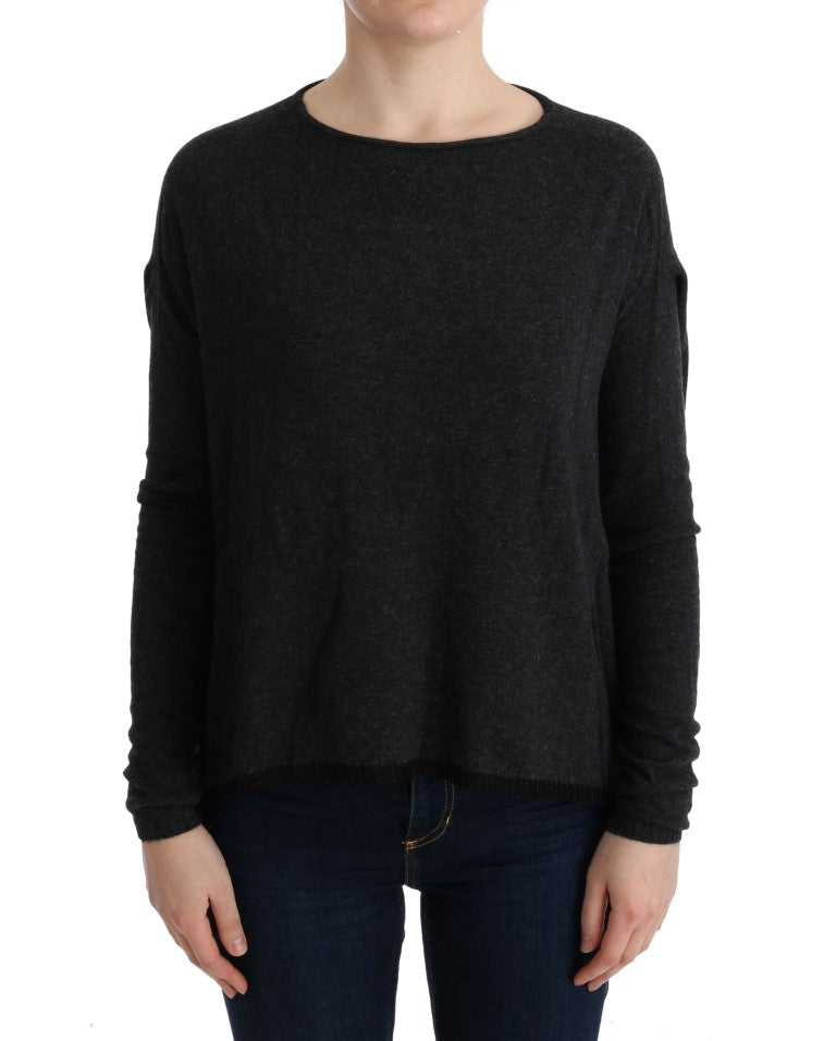 Gray Viscose Knitted Sweater - Avaz Shop