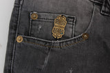 Gray Wash Cotton Blend Slim Fit Stretch Jeans - Avaz Shop