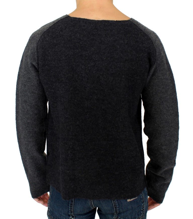 Gray wool crewneck sweater - Avaz Shop