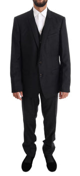 Gray Wool GOLD Slim Fit 3 Piece Suit - Avaz Shop