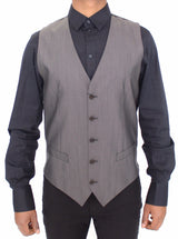 Gray Wool Silk Dress Vest Gilet Jacket - Avaz Shop