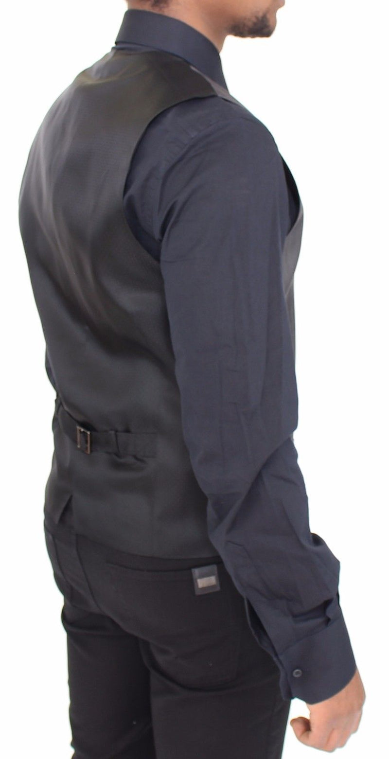 Gray Wool Silk Dress Vest Gilet Jacket - Avaz Shop