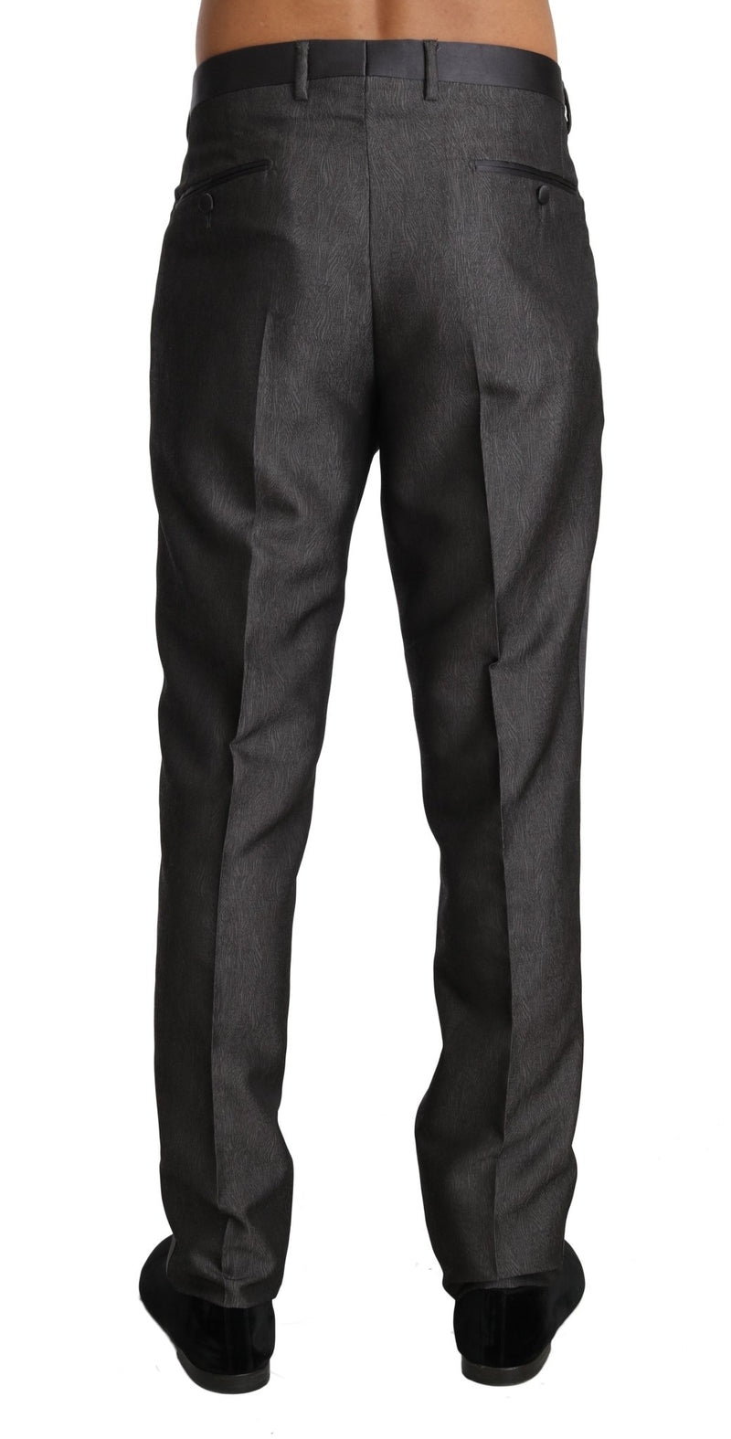 Gray Wool Silk Patterned Formal Trousers - Avaz Shop
