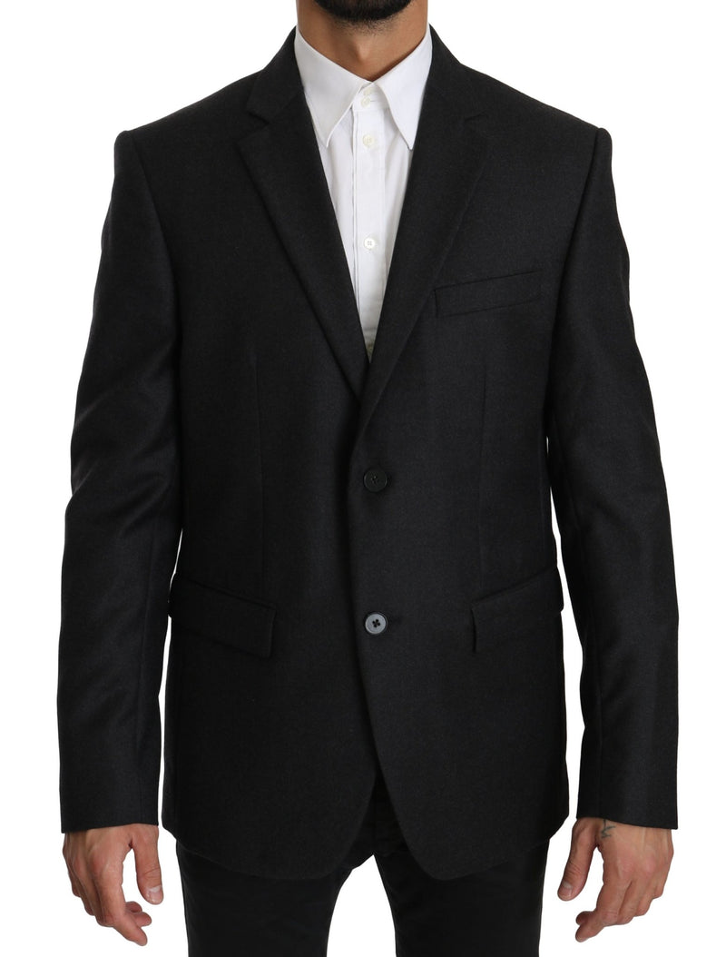 Gray Wool Slim Fit Two Button Jacket Blazer - Avaz Shop