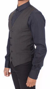 Gray Wool Stretch Dress Vest Blazer - Avaz Shop