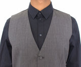Gray Wool Stretch Dress Vest Jacket Blazer - Avaz Shop