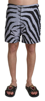Gray Zebra Print Beachwear Shorts - Avaz Shop