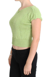 Green Cotton Blend Knitted Sweater - Avaz Shop