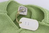 Green Cotton Blend Knitted Sweater - Avaz Shop