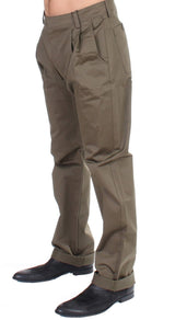 Green Cotton Stretch Comfort Fit Pants - Avaz Shop