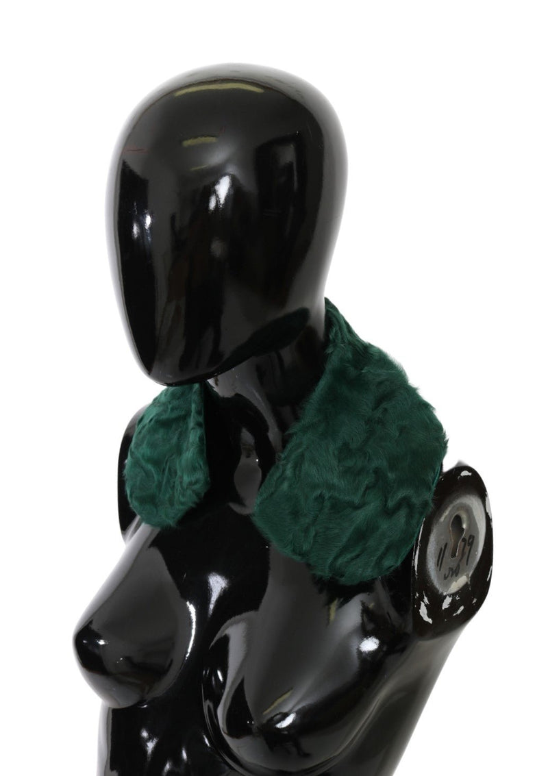 Green Fur Shoulder Collar Wrap Lambskin Scarf - Avaz Shop