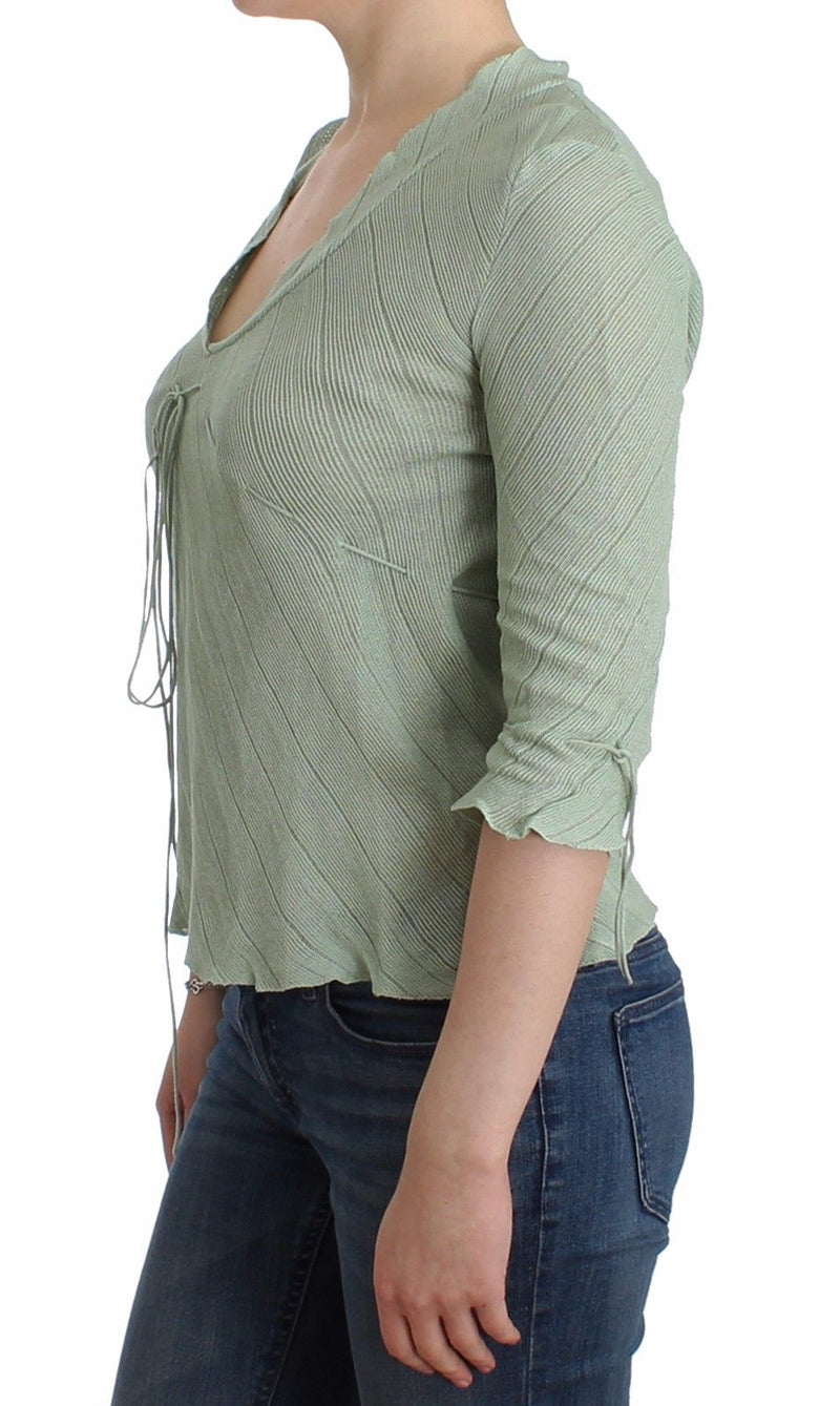 Green Lightweight Knit Sweater Top Blouse - Avaz Shop