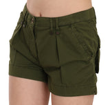 Green Mid Waist 100% Cotton Mini Shorts - Avaz Shop