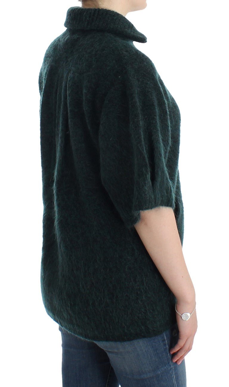 Green mohair knitted cardigan - Avaz Shop