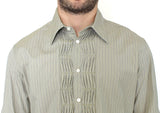 Green Striped Cotton Casual Long Sleeve Shirt - Avaz Shop