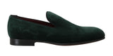 Green Suede Leather Slippers Loafers - Avaz Shop