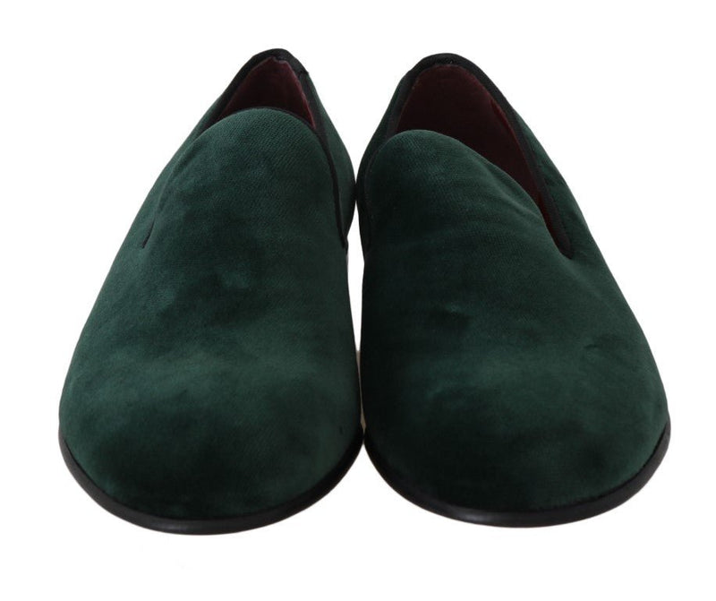 Green Suede Leather Slippers Loafers - Avaz Shop