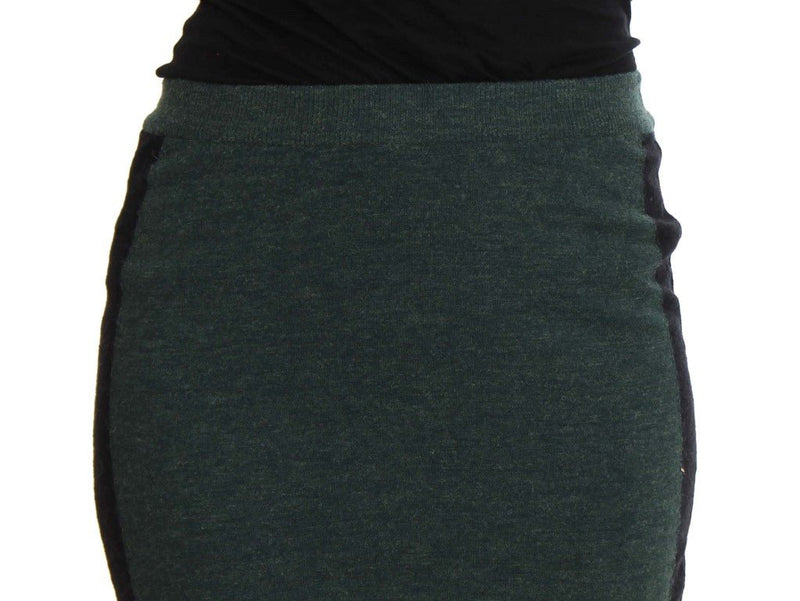 Green Wool Blend Pencil Skirt - Avaz Shop