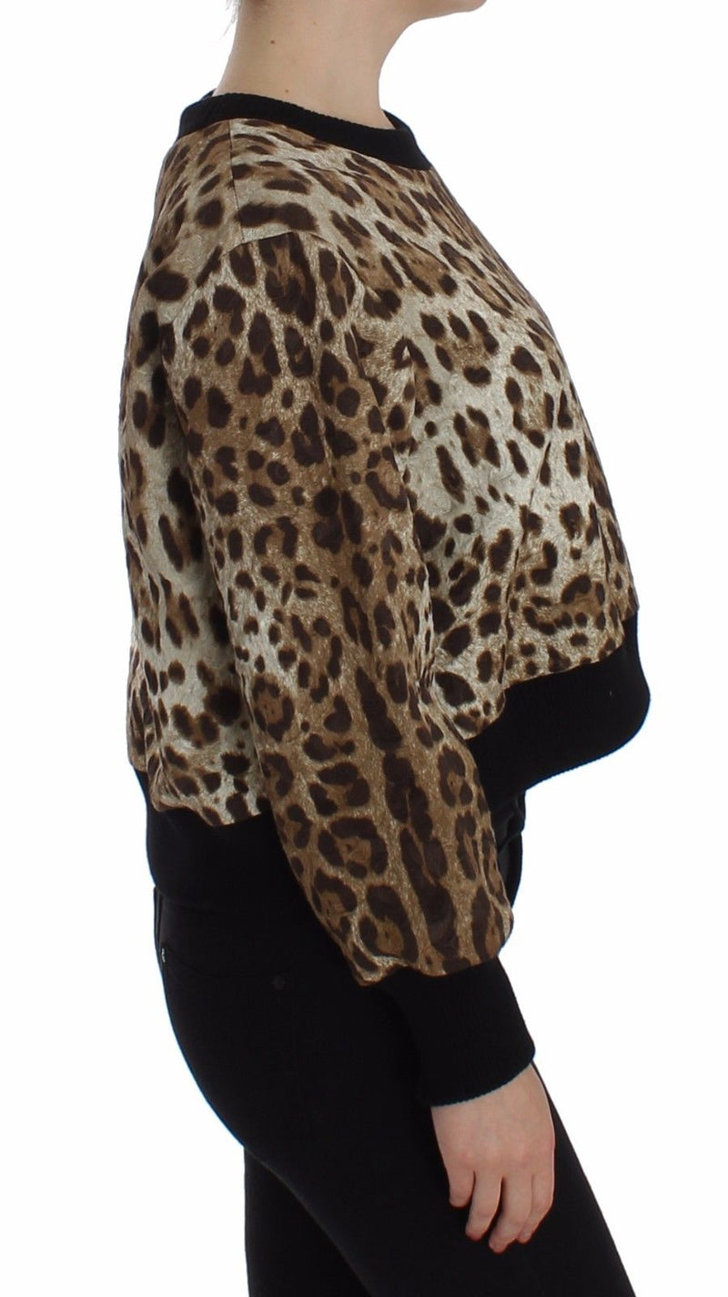 Leopard Print Crewneck Short Sweater - Avaz Shop