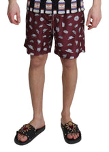 Maroon Hats Print Beachwear Shorts Swimwear - Avaz Shop