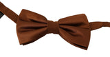 Men Brown 100% Silk Adjustable Neck Papillon Bow Tie - Avaz Shop
