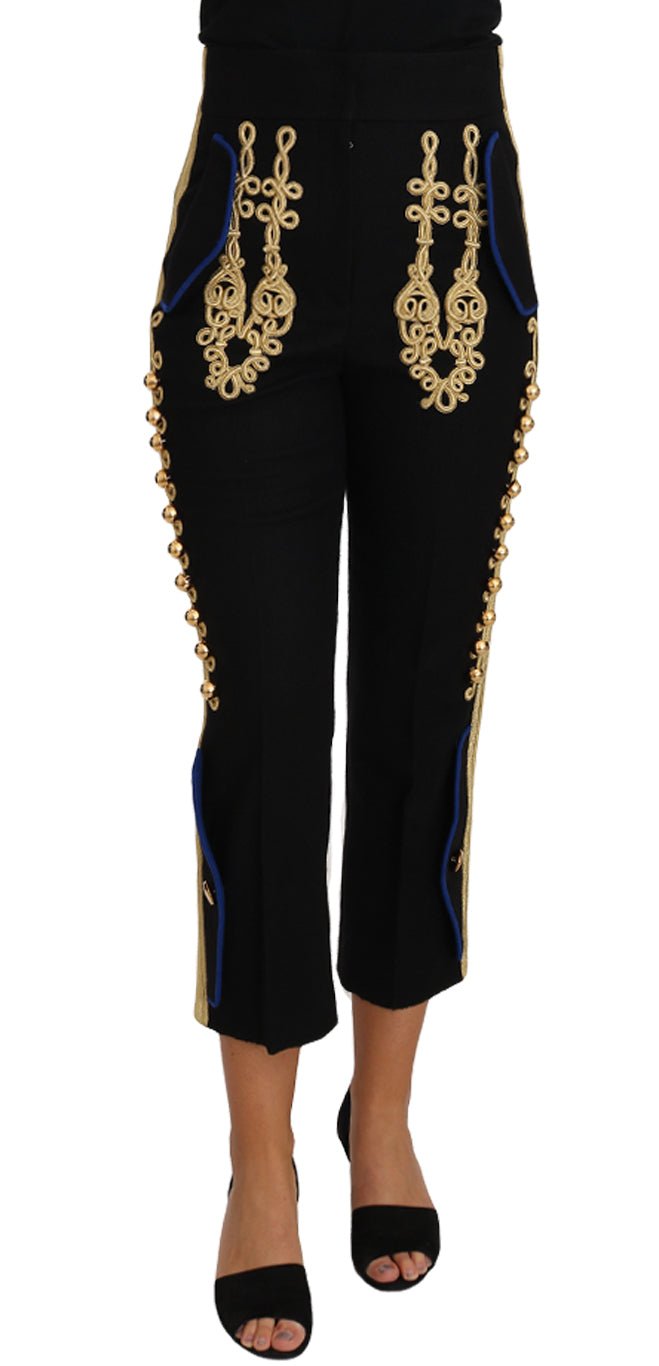 Military Embellished Pants Black Gold Dress Pant - Avaz Shop