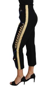 Military Embellished Pants Black Gold Dress Pant - Avaz Shop