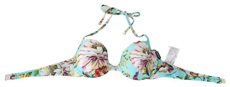 Mint Green Floral Print Beachwear Bikini Tops - Avaz Shop