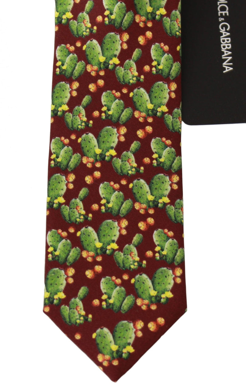 Multicolor 100% Silk Cactus Print Classic Necktie Tie - Avaz Shop