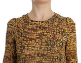 Multicolor Mosaic Print Silk Blouse T-shirt - Avaz Shop