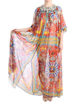 Multicolor Silk Carretto Crystal Tunic Dress - Avaz Shop