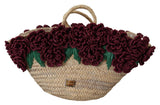Multicolor Straw Floral Handbag Tote Women Purse - Avaz Shop