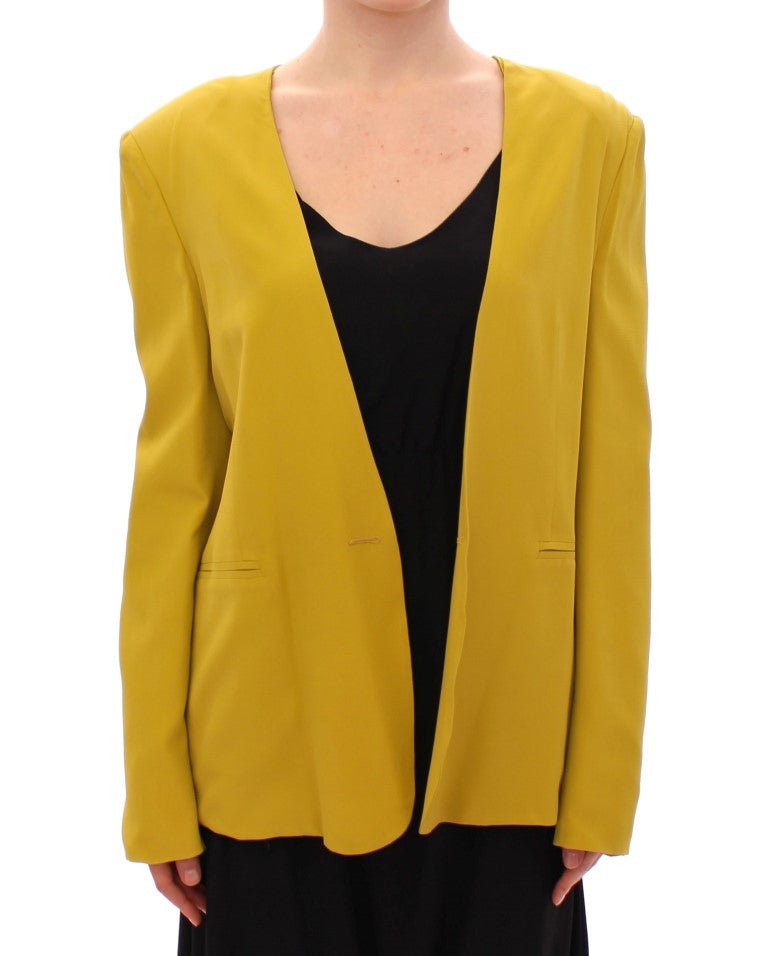 Mustard Yellow Silk Blazer Jacket - Avaz Shop