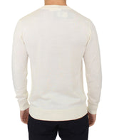 Off White Wool Blend V-neck Pullover Sweater - Avaz Shop
