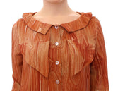 Orange Long Sleeve Button Front Blouse Shirt - Avaz Shop