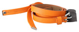 Orange Tangerine Leather Slim Silver Metal Buckle Belt - Avaz Shop