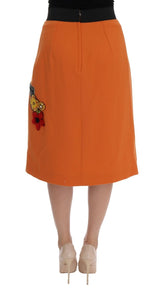 Orange Wool Crystal Sequin Appliques Skirt - Avaz Shop