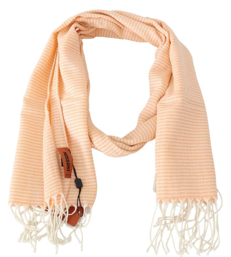 Peach Lined Wool Knit Neck Wrap Fringe Scarf - Avaz Shop