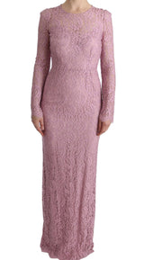 Pink Floral Lace Sheath Long Dress - Avaz Shop