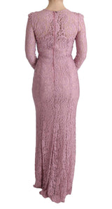 Pink Floral Lace Sheath Long Dress - Avaz Shop