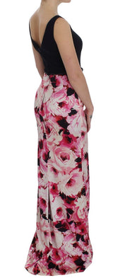 Pink Floral Print Long Maxi Sheath Dress - Avaz Shop