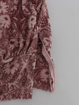 Pink Floral Print Viscose Silk Blouse Top - Avaz Shop