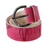 Pink Leather Letter Logo Design Round Buckle Belt - Avaz Shop