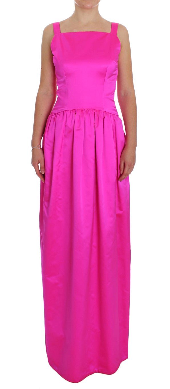 Pink Silk Long Sheath Ball Gown Dress - Avaz Shop