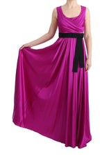 Pink Silk Stretch Shift Long Dress - Avaz Shop