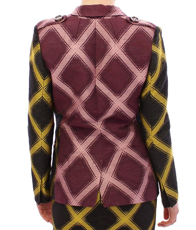 Purple checkered blazer jacket - Avaz Shop