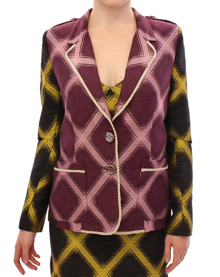 Purple checkered blazer jacket - Avaz Shop