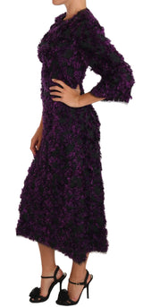 Purple Fringe Midi Sheath Dress - Avaz Shop